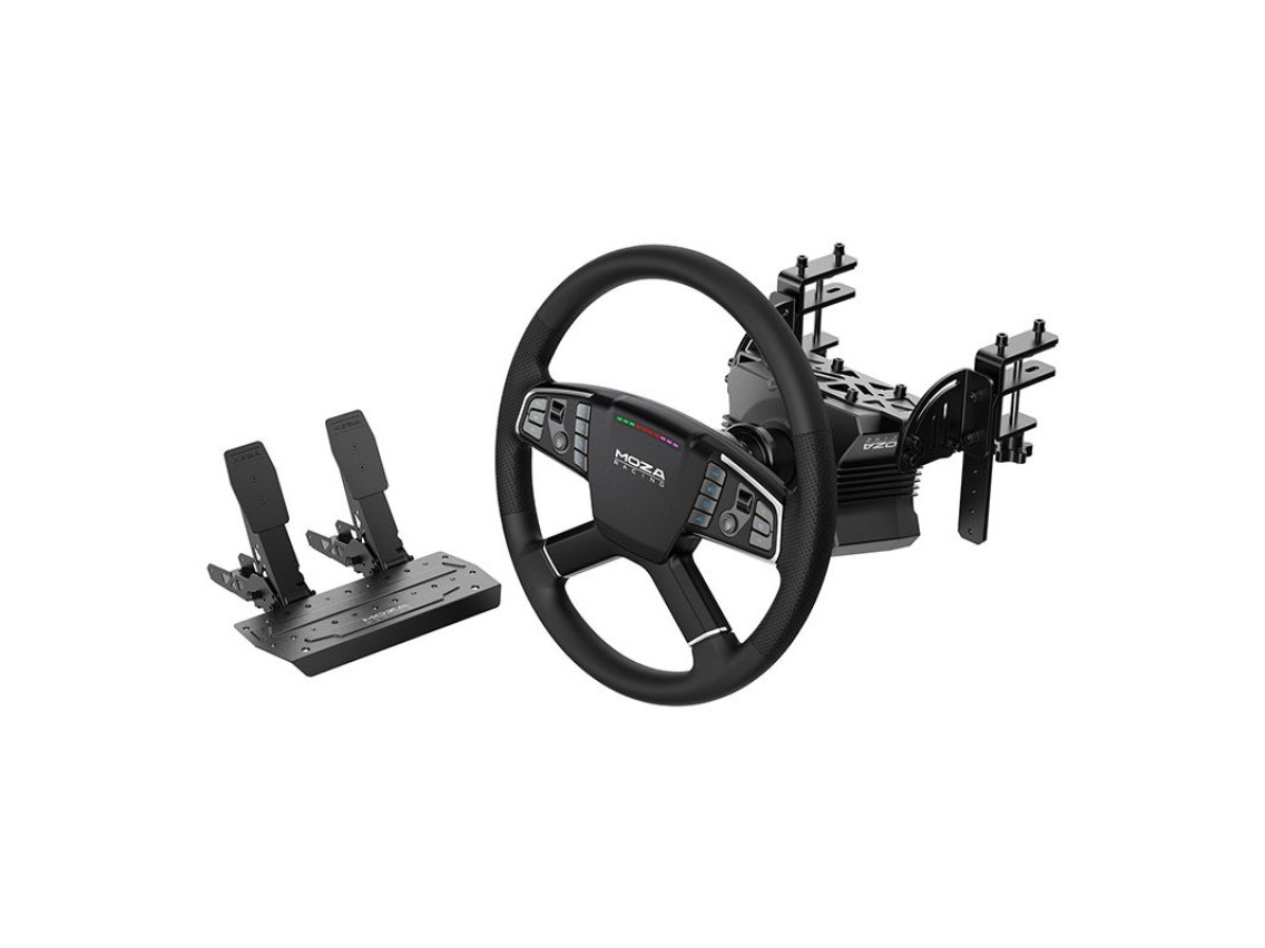 Kit de jogos - Base R5 + volante TSW para caminh�o + pedais SRP-Lite + abra�adeiras Moza Racing RS07