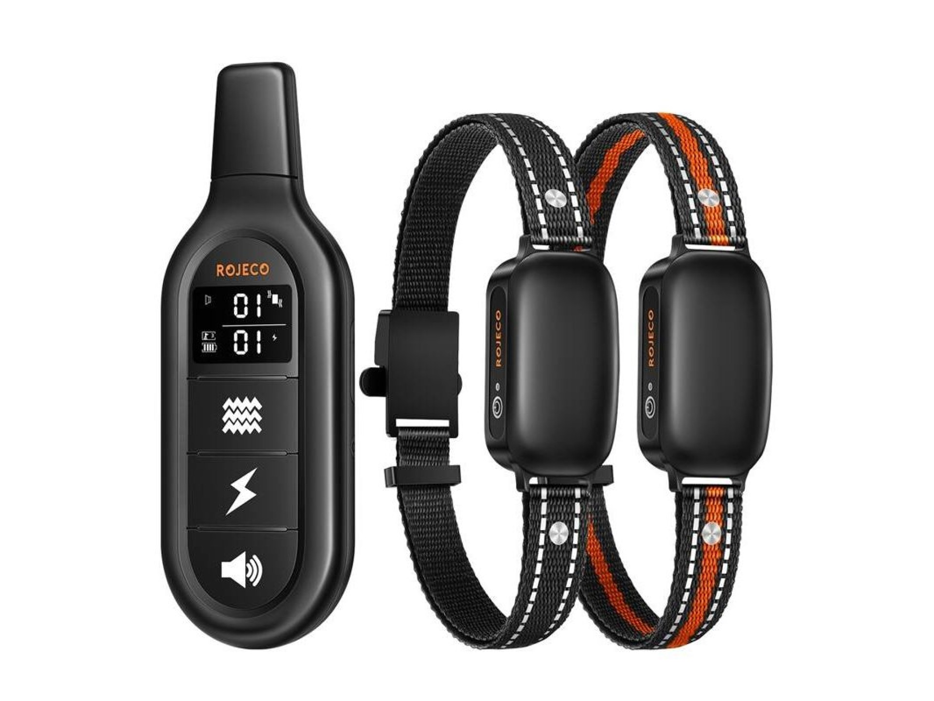 Collar de adiestramiento para perros RojecoPD521 de 1000 m con 2 collares (negro)