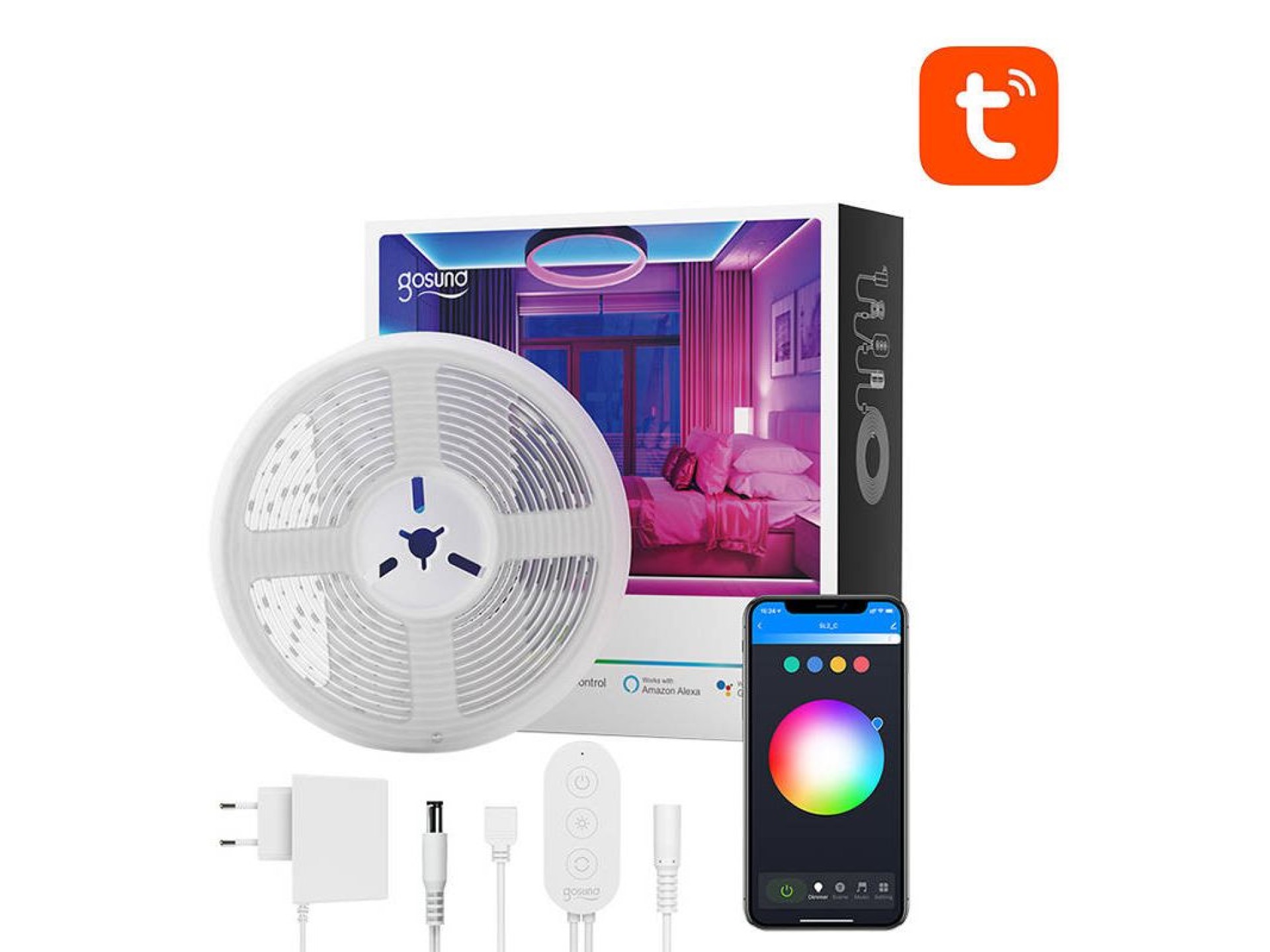 Fita de LED RGB WiFi inteligente Gosund SL2 (5 m), Tuya