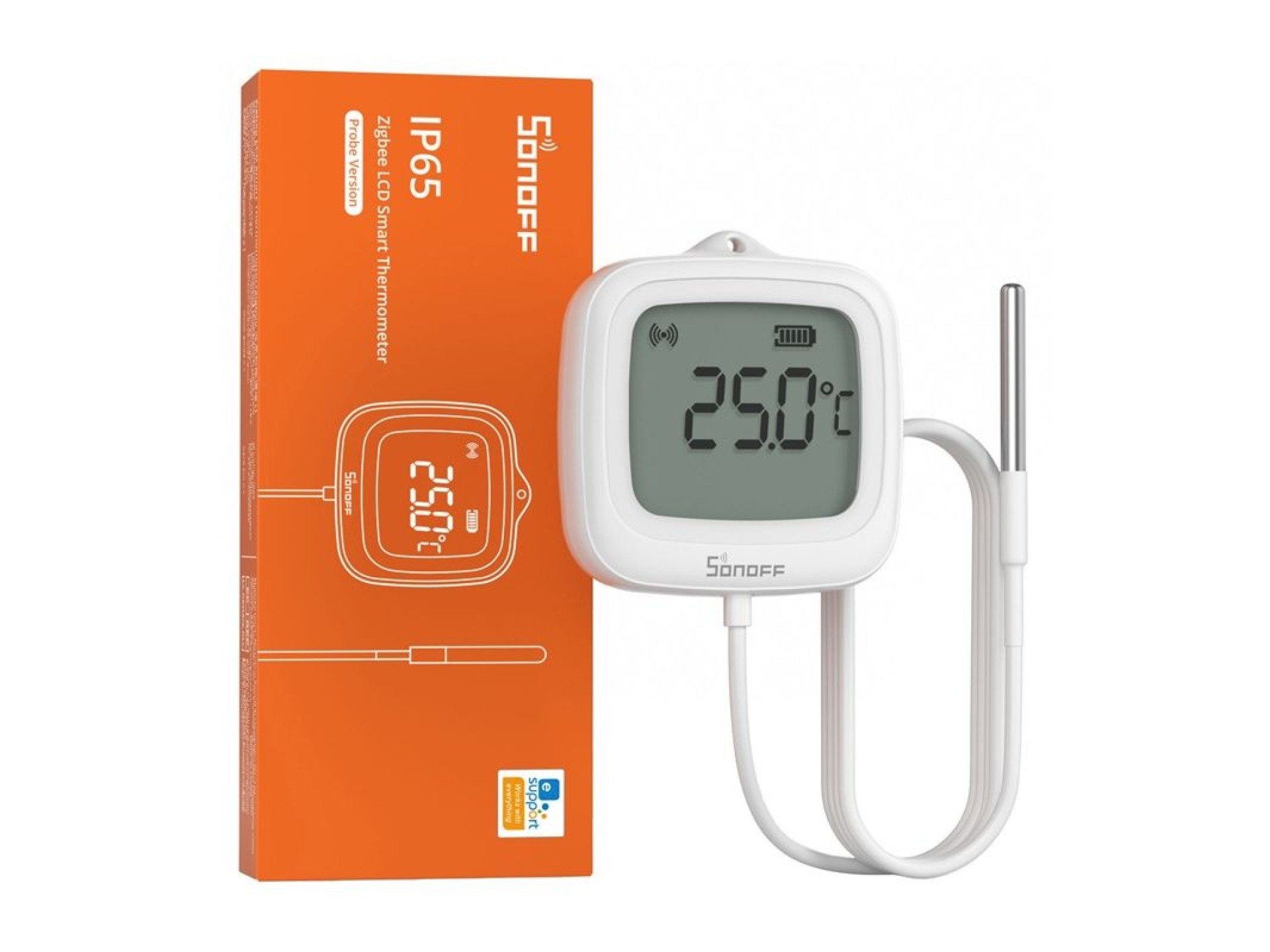 Sensor de temperatura LCD ZigBee Sonoff SNZB-02LD (con sonda)
