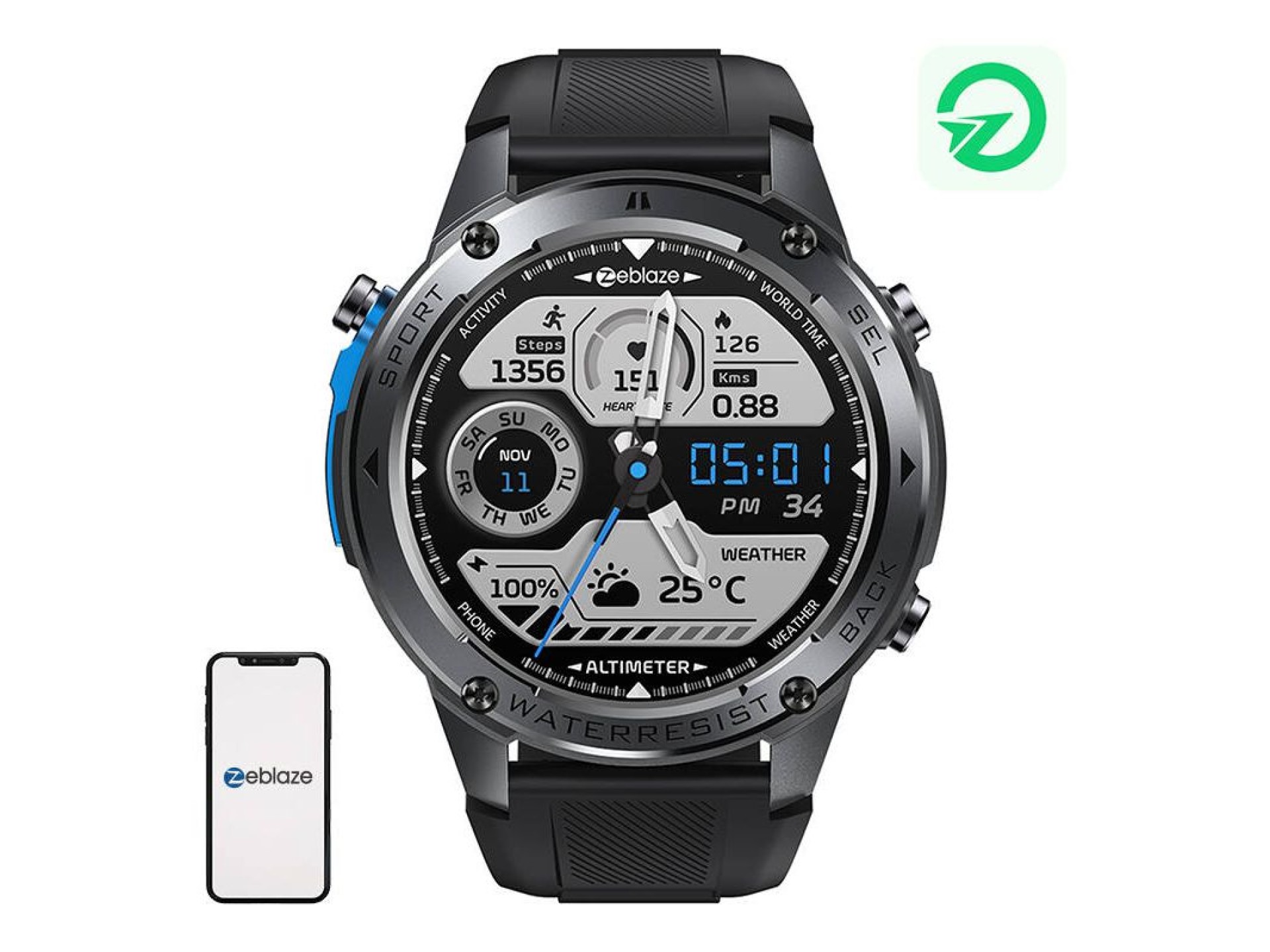 Zeblaze Stratos 2 Ultra Smartwatch (Black)