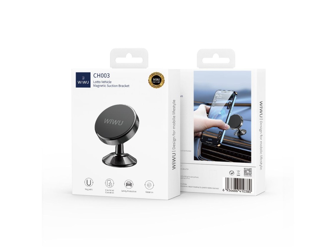 Soporte magnético para coche WIWU CH003 negro pegado