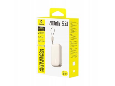 Baseus Powerbank EnerFill FC21 Qpow 3 Ultra 20000mAh 22.5W with lcd display and cable white