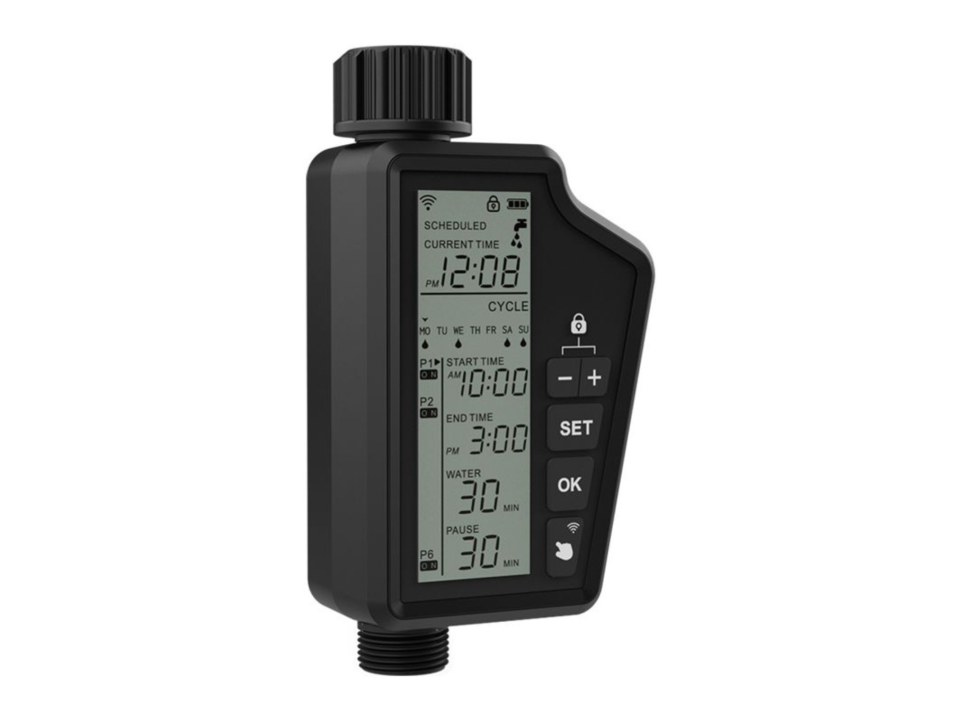 Controlador de irrigação inteligente com Wi-Fi e tela LCD grande Avatto SWT60-EU