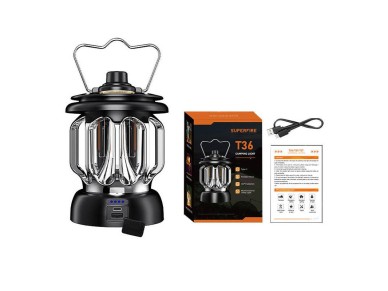 Lâmpada de acampamento Superfire T36 – USB-C, 3 modos Lâmpada de acampamento Superfire T36 – USB-C, 3 modos