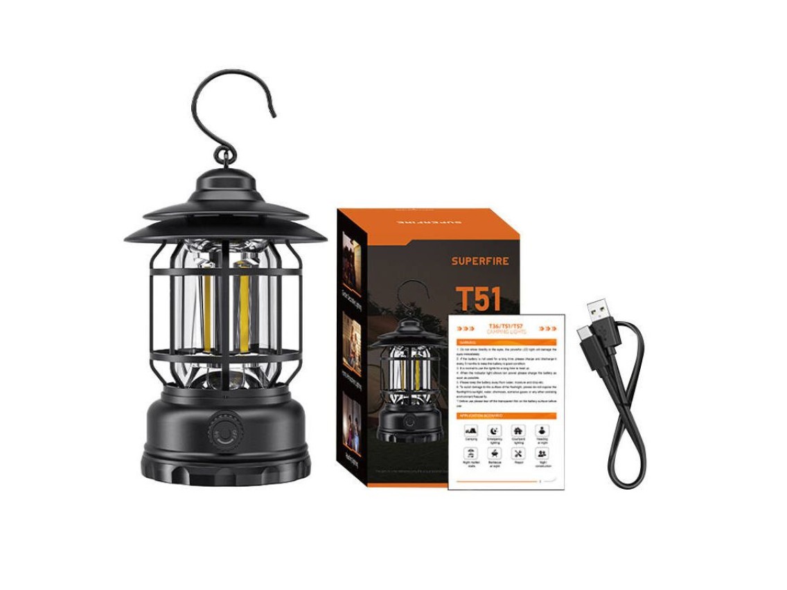 Luz de acampamento Superfire T51, USB-C