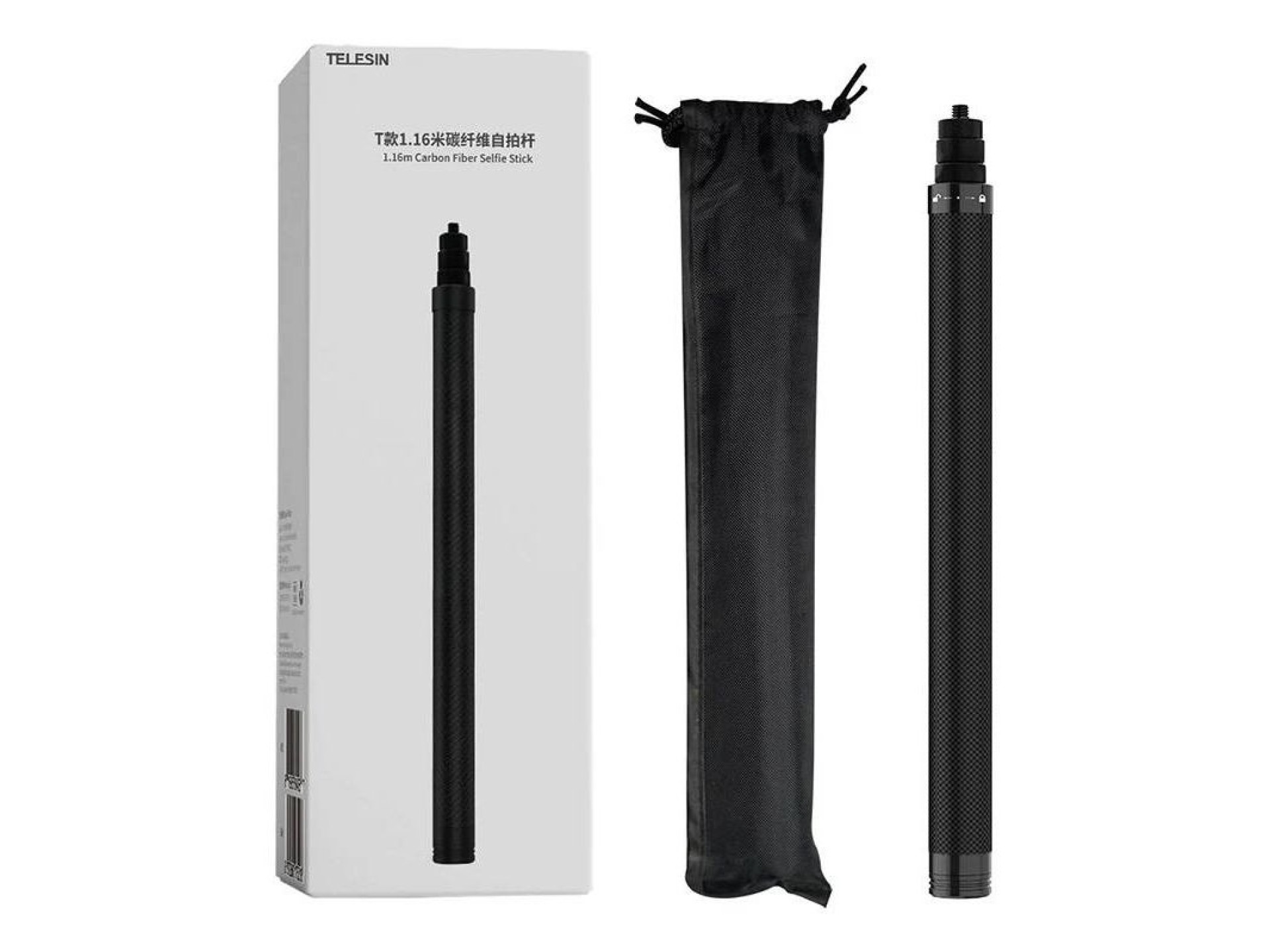 1.16m long Telesin carbon fiber selfie stick for sports cameras