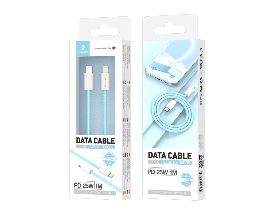 Cabo de dados Techancy PD-iPXS/11-14 25 W, TB1764, 1 m, azul