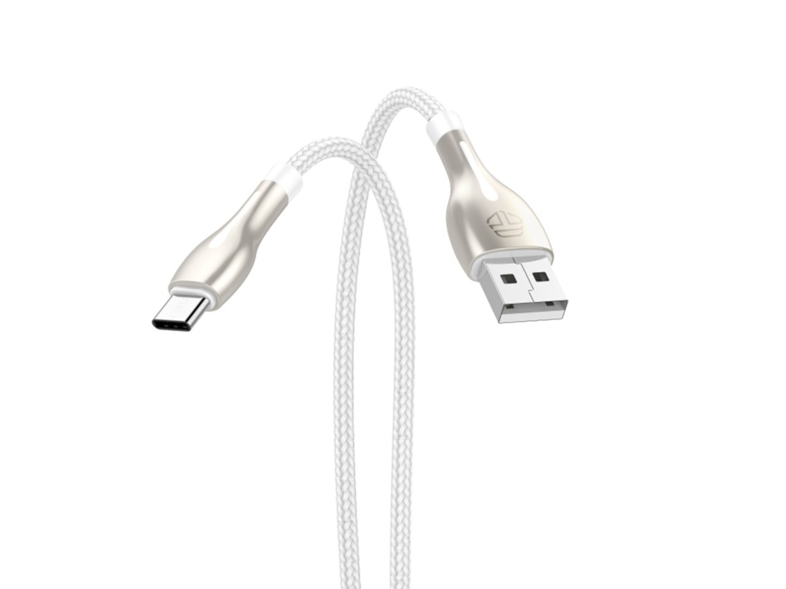 Cabo de dados metálico USB tipo C Techancy, TB1765, 1 m, 2,4 A, cinzento