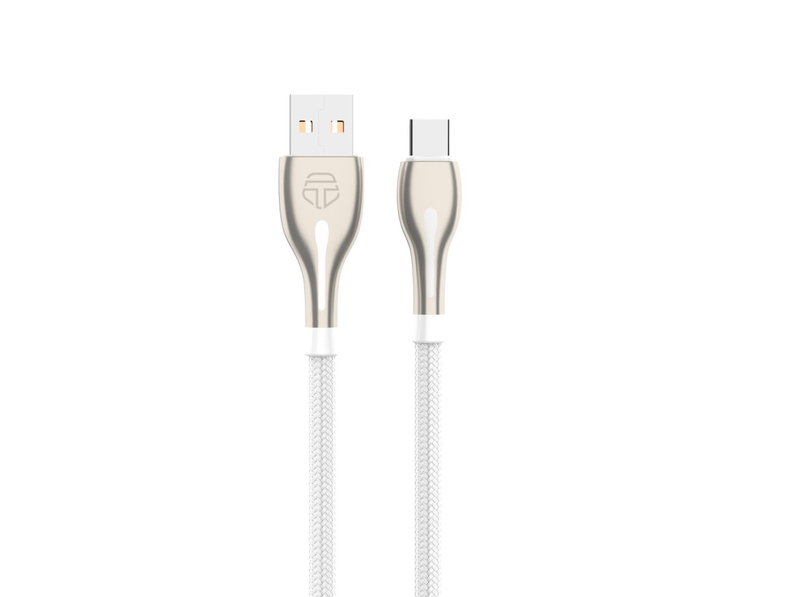 Cabo de dados metálico USB tipo C Techancy, TB1765, 1 m, 2,4 A, cinzento