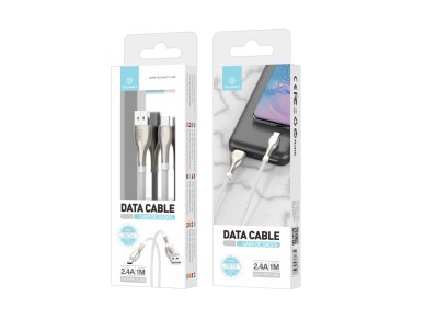 Cabo de dados metálico USB tipo C Techancy, TB1765, 1 m, 2,4 A, cinzento Cabo de dados metálico USB tipo C Techancy, TB1765, 1 m, 2,4 A, cinzento