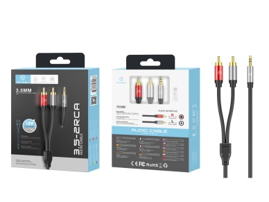 Techancy 3.5mm to 2 RCA Audio Cable, 6ft, TL7266, Black