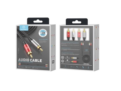 Cabo de �udio Techancy 2RCA para 2RCA 1,8 m, TL7267, preto