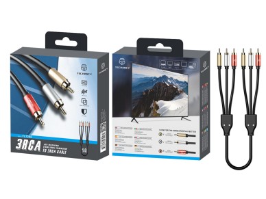 Techancy 3RCA to 3RCA Audio Cable 1.8m, TL7268, Black