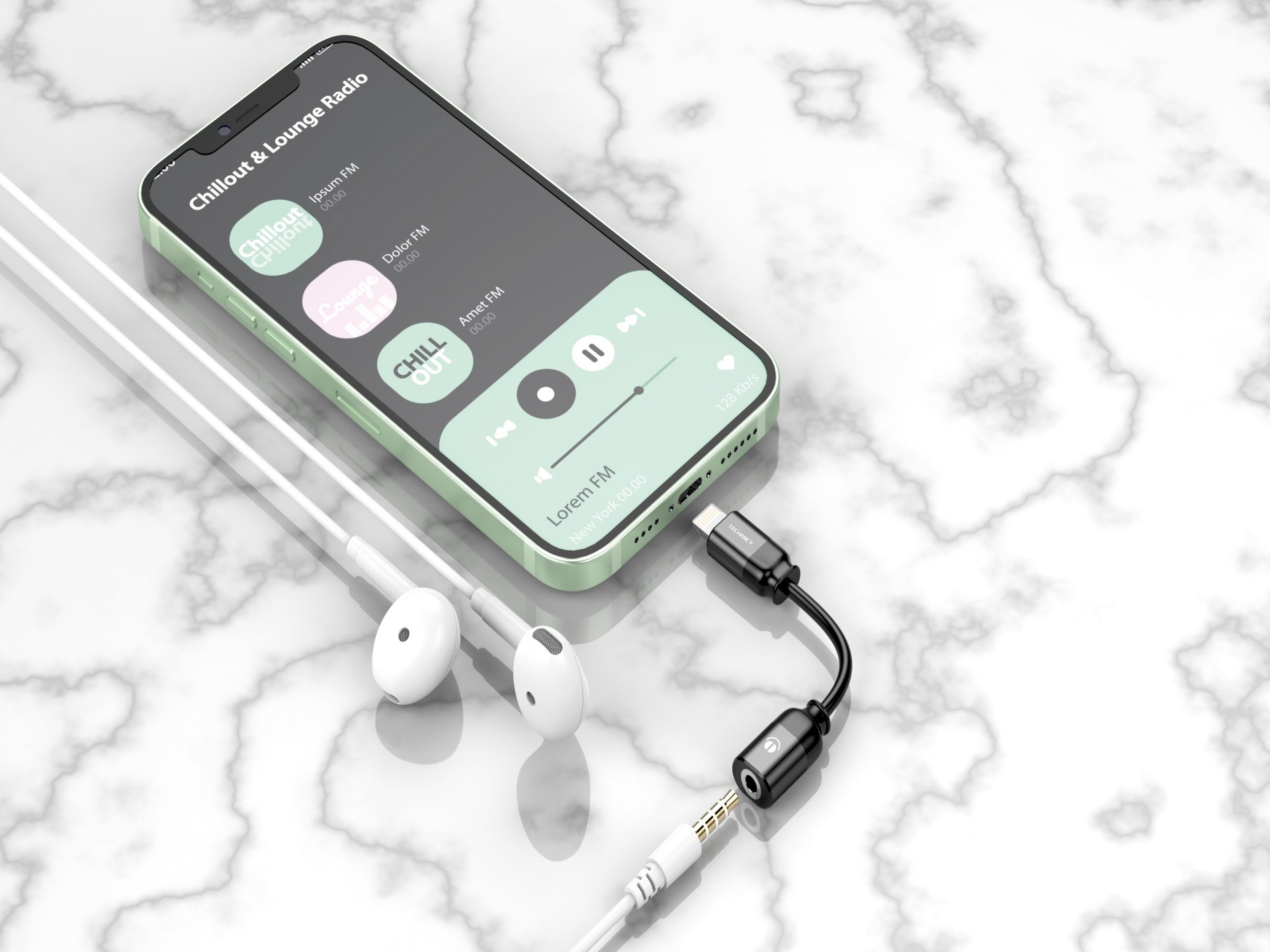 Cabo de áudio Techancy iPX/11-14 para 3,5 mm, TL7331, preto