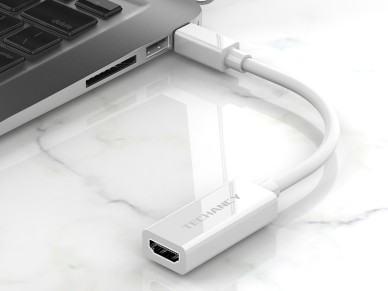 Adaptador de v�deo Techancy Mini DP para HDTV, TL7337, transmiss�o 2K HD, branco