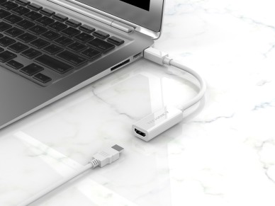 Adaptador de v�deo Techancy Mini DP para HDTV, TL7337, transmiss�o 2K HD, branco