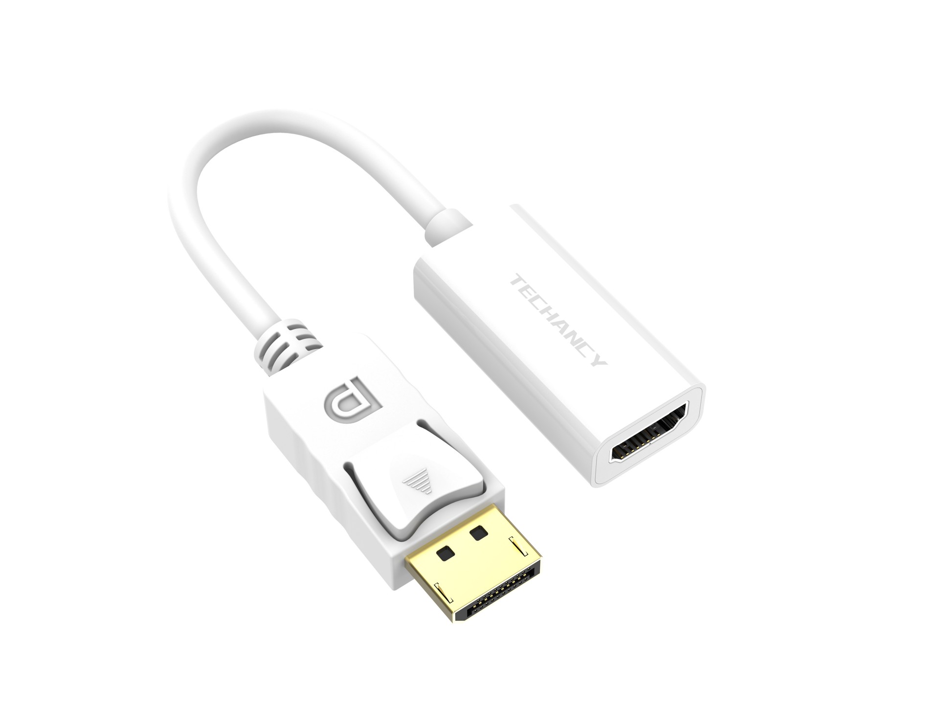 Adaptador de vídeo Techancy DP a HDTV, TL7337, transmisión HD 2K, blanco