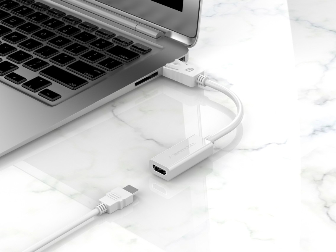 Adaptador de v�deo Techancy DP a HDTV, TL7337, transmisi�n HD 2K, blanco