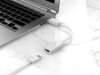 Adaptador de vídeo Techancy DP a HDTV, TL7337, transmisión HD 2K, blanco Adaptador de vídeo Techancy DP a HDTV, TL7337, transmisión HD 2K, blanco