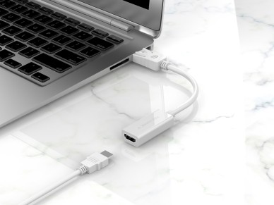 Adaptador de v�deo Techancy DP para HDTV, TL7337, transmiss�o HD 2K, branco