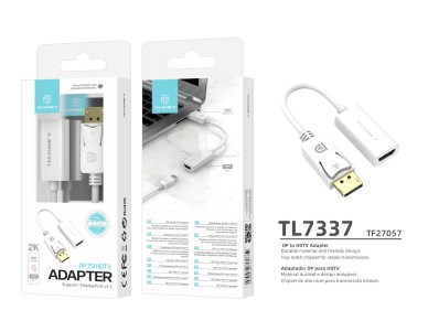 Adaptador de v�deo Techancy DP para HDTV, TL7337, transmiss�o HD 2K, branco