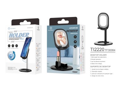 Techancy Mobile Phone Holder with Mirror, TI2220, Black Techancy Mobile Phone Holder with Mirror, TI2220, Black
