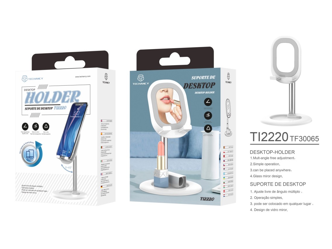 Techancy Mobile Phone Holder with Mirror, TI2220, White