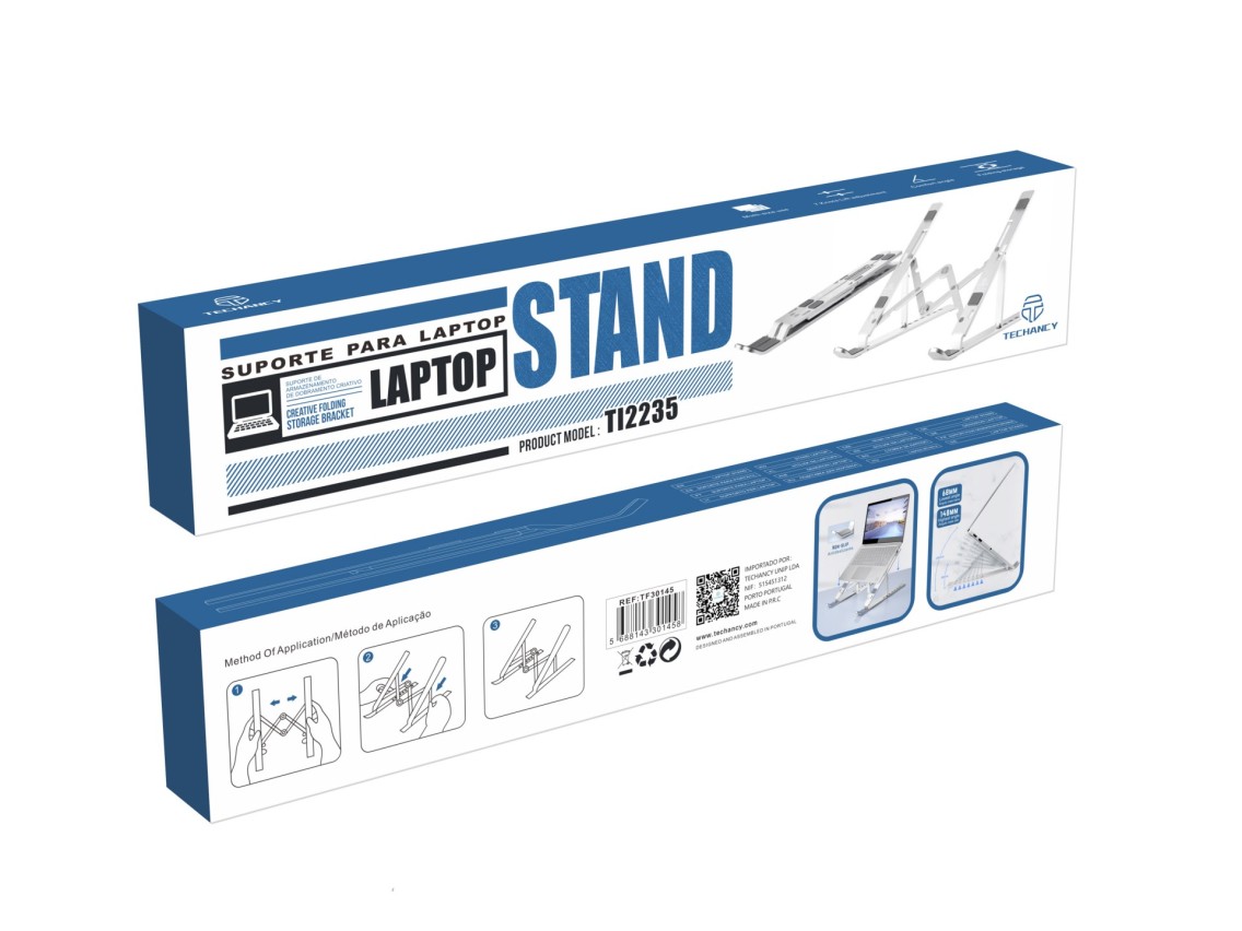Suporte de refrigera��o para notebook Techancy Metal, fabricado com tecnologia CNC, TI2235, �ngulo a