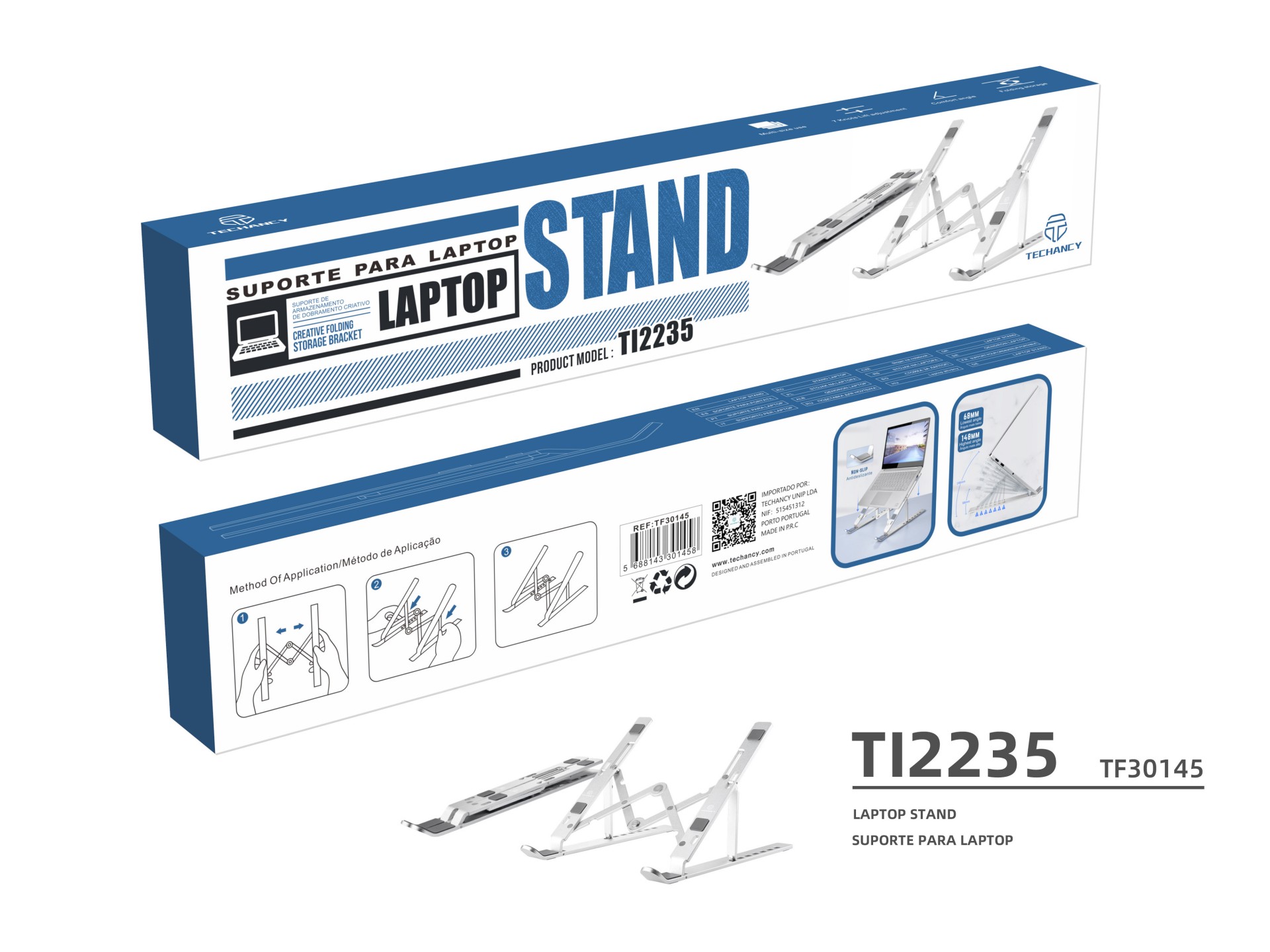 Base de refrigeración metálica Techancy para portátiles, mecanizada por CNC, TI2235, ángulo ajustabl