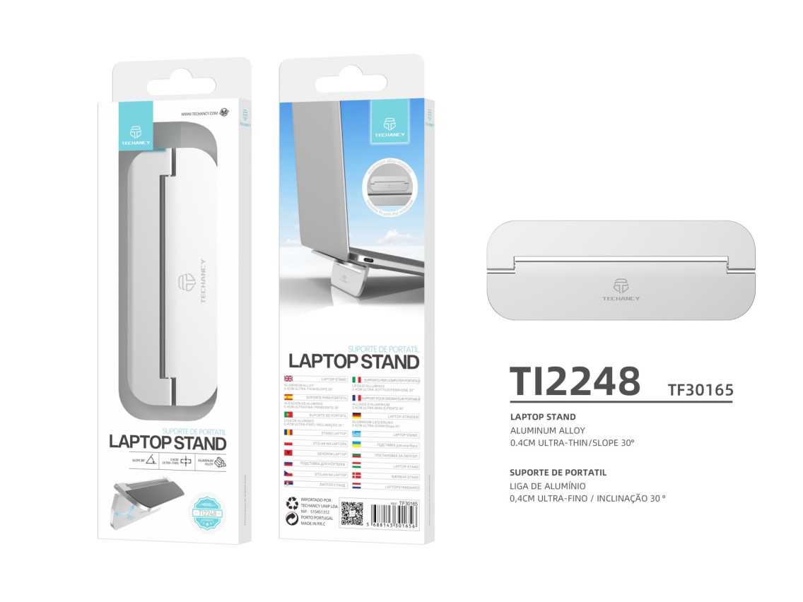 Techancy Portable Laptop Stand, CNC Metal, TI2248, Silver