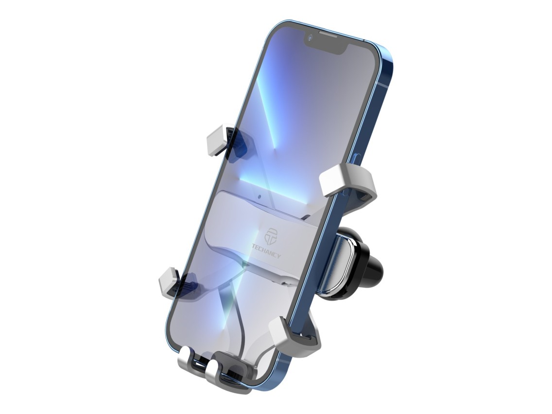 Suporte universal para telemóvel Techancy, bloqueio por gravidade, TI2250, prateado