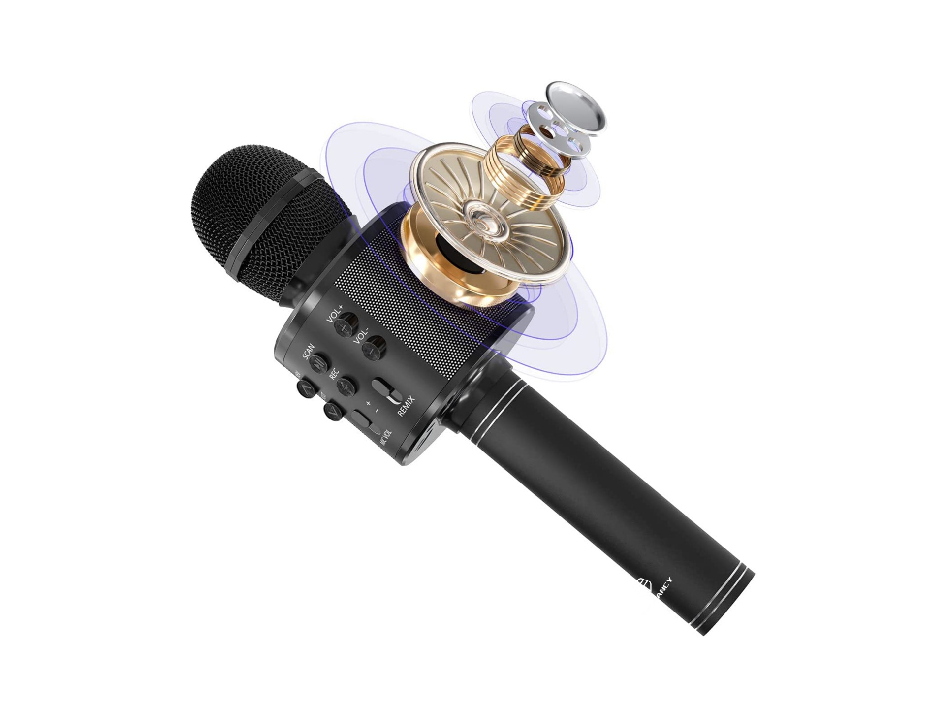 Techancy KZ1561 Wireless Bluetooth Microphone Speaker for KTV Music Black