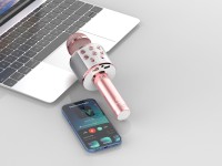 Microfone sem fio Bluetooth Techancy, KZ1561, alto-falante para m�sica KTV, ouro rosa