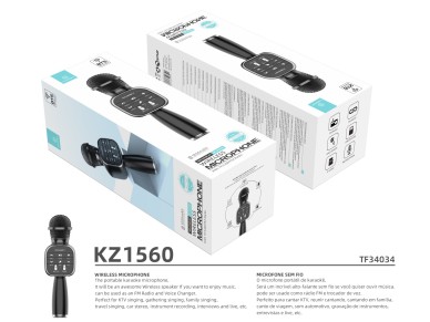 Techancy Dss KZ1560 Wireless Bluetooth Microphone Portable Singing Speaker Black