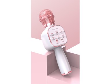 Micrófono inalámbrico Bluetooth Techancy DSS KZ1560, altavoz portátil para cantar, color oro rosa Micrófono inalámbrico Bluetooth Techancy DSS KZ1560, altavoz portátil para cantar, color oro rosa