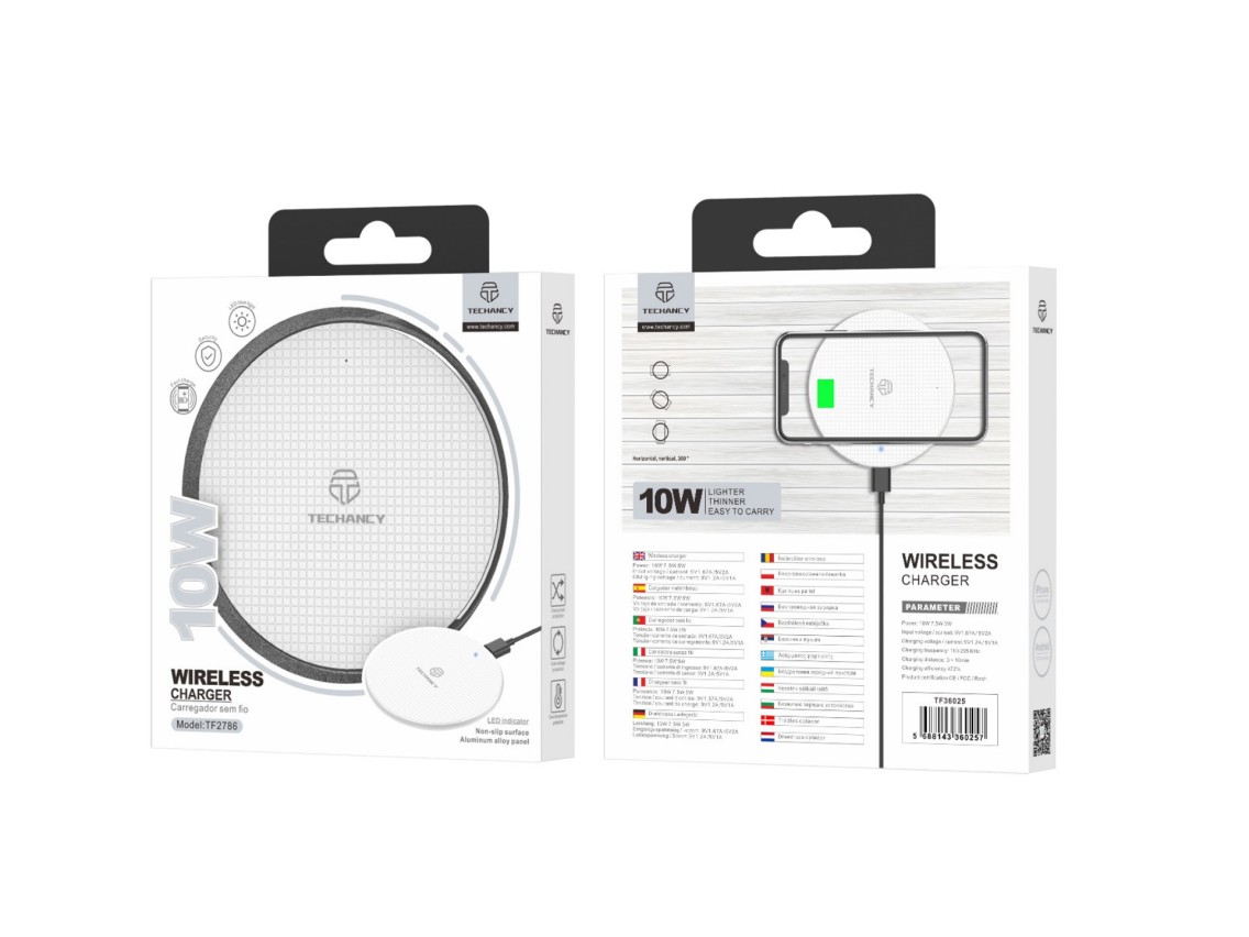 Techancy 10W Wireless Charger for Mobile Phones, TF2786, Compatible with Android and Apple Phones, B