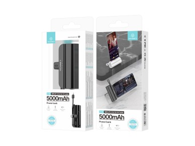 Techancy 5000mAh Portable Charger, TF2778, 2-in-1 iP+Type-c Charging Cable with Phone Holder, Black Techancy 5000mAh Portable Charger, TF2778, 2-in-1 iP+Type-c Charging Cable with Phone Holder, Black