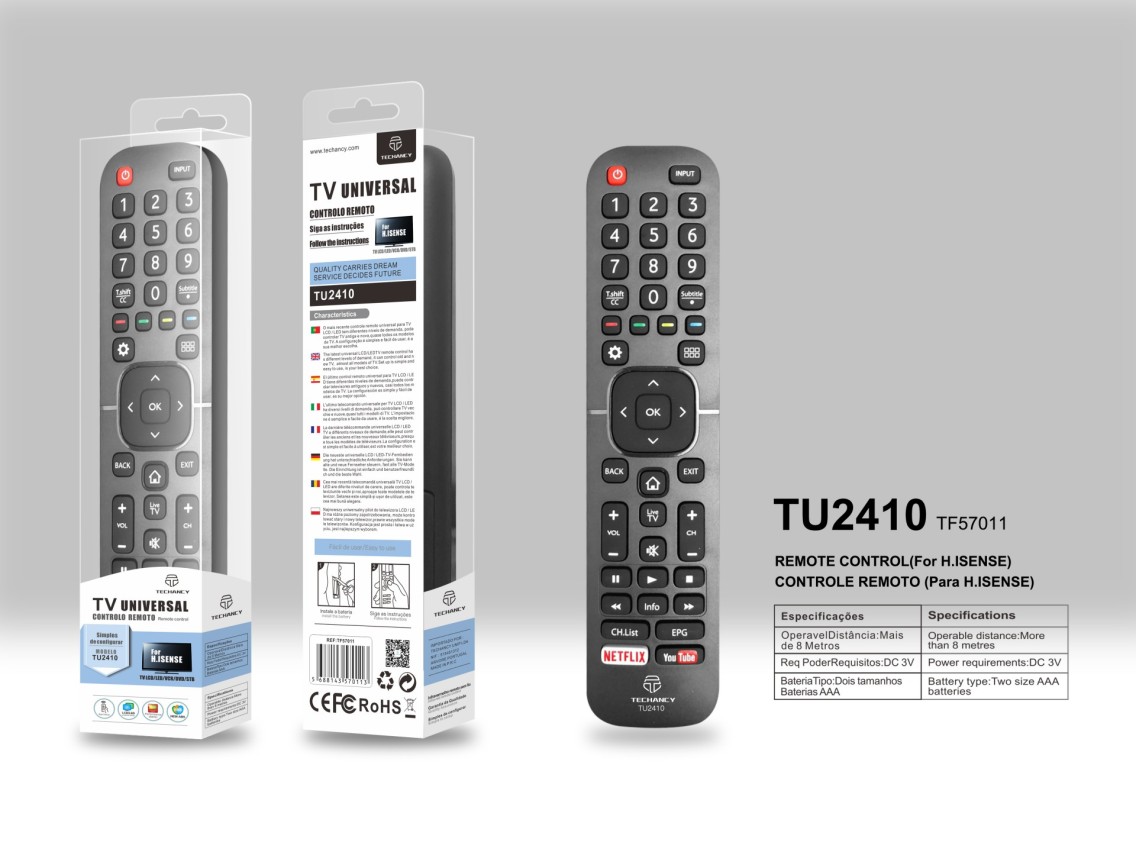 Control remoto inalámbrico Techancy TV, TU2410, sin necesidad de configuración, para televisores His