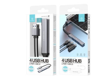 Hub USB 3.0 Techancy, USB 4 em 1, KT2901, Extensor de hub USB, cinzento
