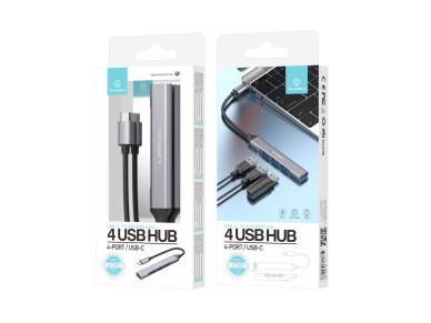Techancy USB-C 3.0 HUB, 4-in-1 USB, KT2902, USB Hub Extender, Gray