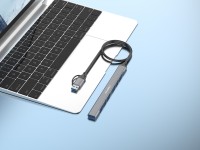 Hub USB Techancy 2 em 1 USB-C + USB 3.0, KT2903, 7 portas USB 3.0, cinzento