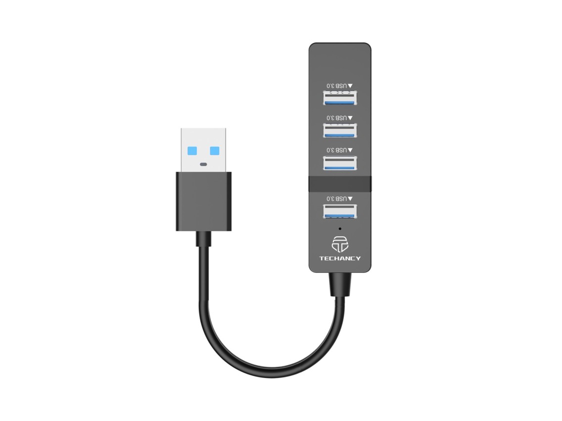 Techancy USB Hub, 4 USB 3.0 Ports, KT2904, Black