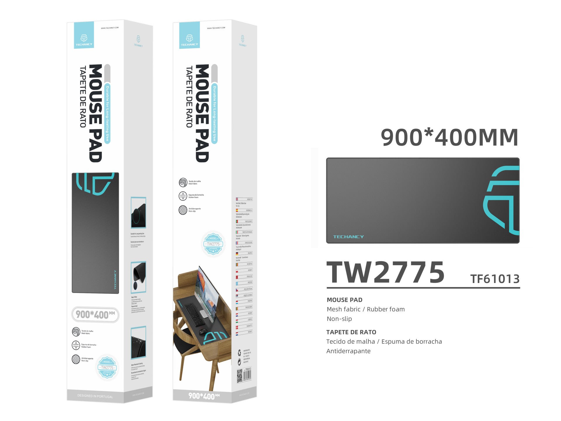 Alfombrilla de ratón Techancy de 40 x 90 cm, TW2775, de goma antideslizante, apta para juegos de PC,