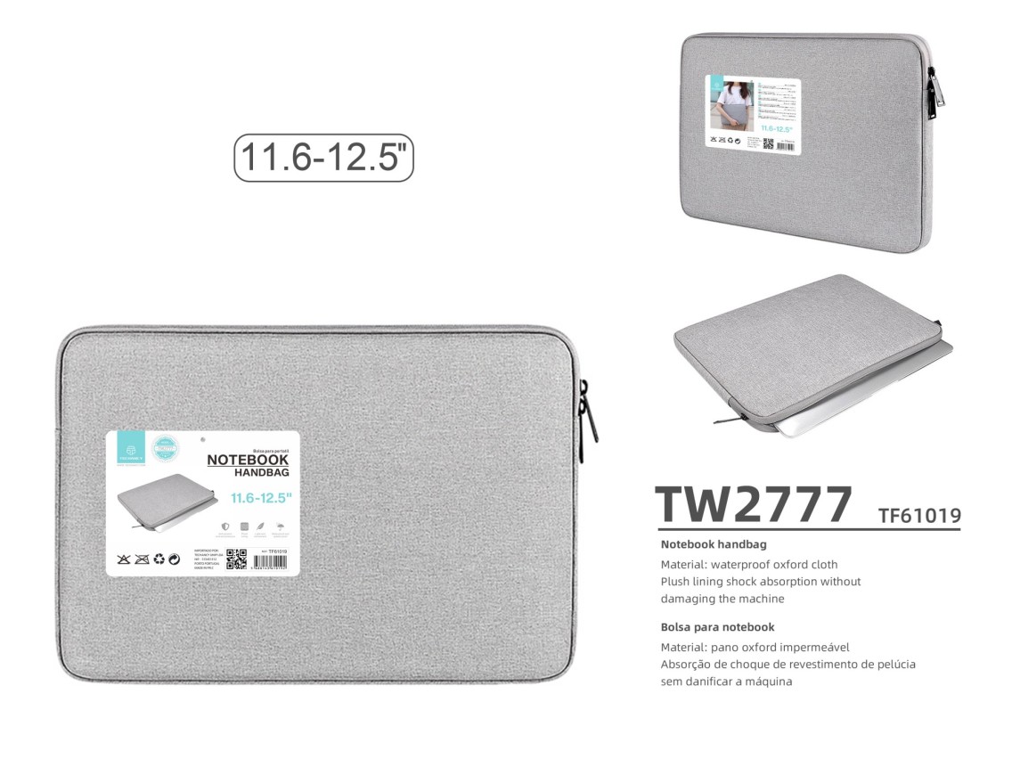 Mala para computador portátil Techancy TW2777, cinzenta, 11,6/12,5 polegadas, mala para tablet