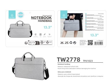 Techancy TW2778 Laptop Bag, Gray, 13.3-Inch, Adjustable Strap Techancy TW2778 Laptop Bag, Gray, 13.3-Inch, Adjustable Strap