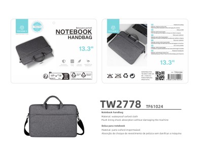 Mala para computador port�til Techancy TW2778, Preto, 13,3 polegadas, al�a ajust�vel