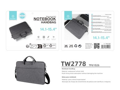 Mala de transporte para computador port�til Techancy TW2778, Preto, 14,1/15,4 polegadas, al�a ajust�