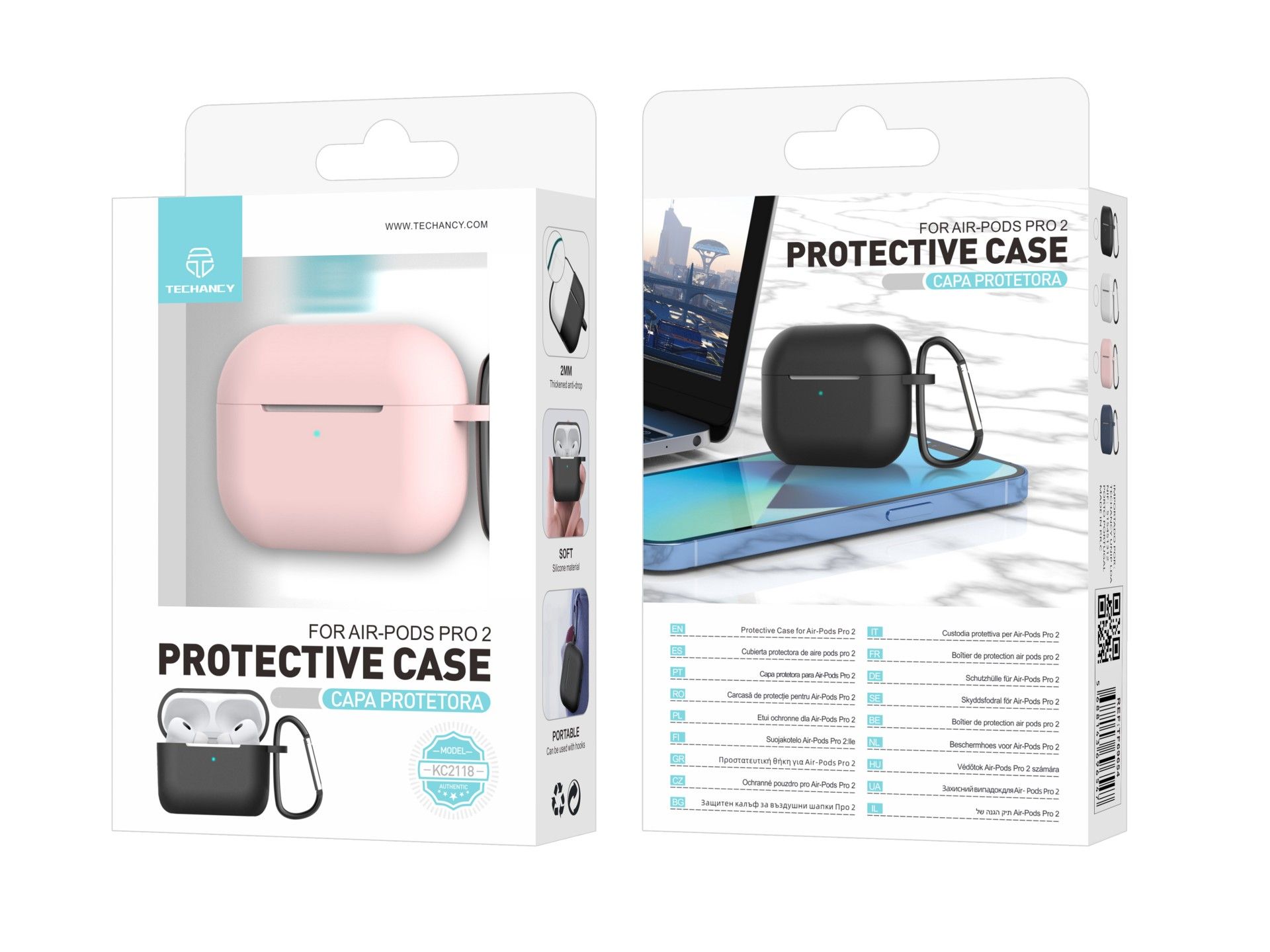 Funda de silicona para auriculares Techancy KC2118, compatible con AirPods Pro de segunda generación