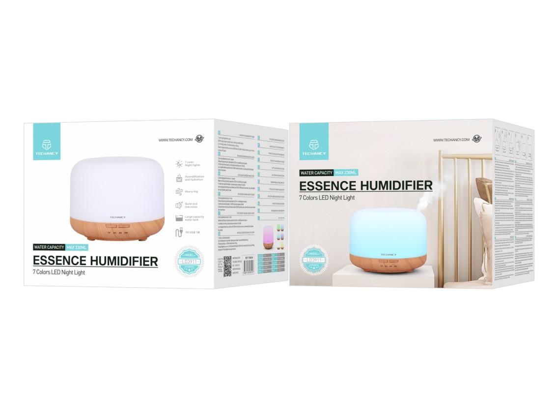 Techancy Aromatherapy Diffuser, LD3911, with Humidifier Function, White + Wood Grain